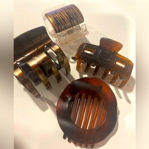 Set of 4 bronze/brown/black tones hair claw clips